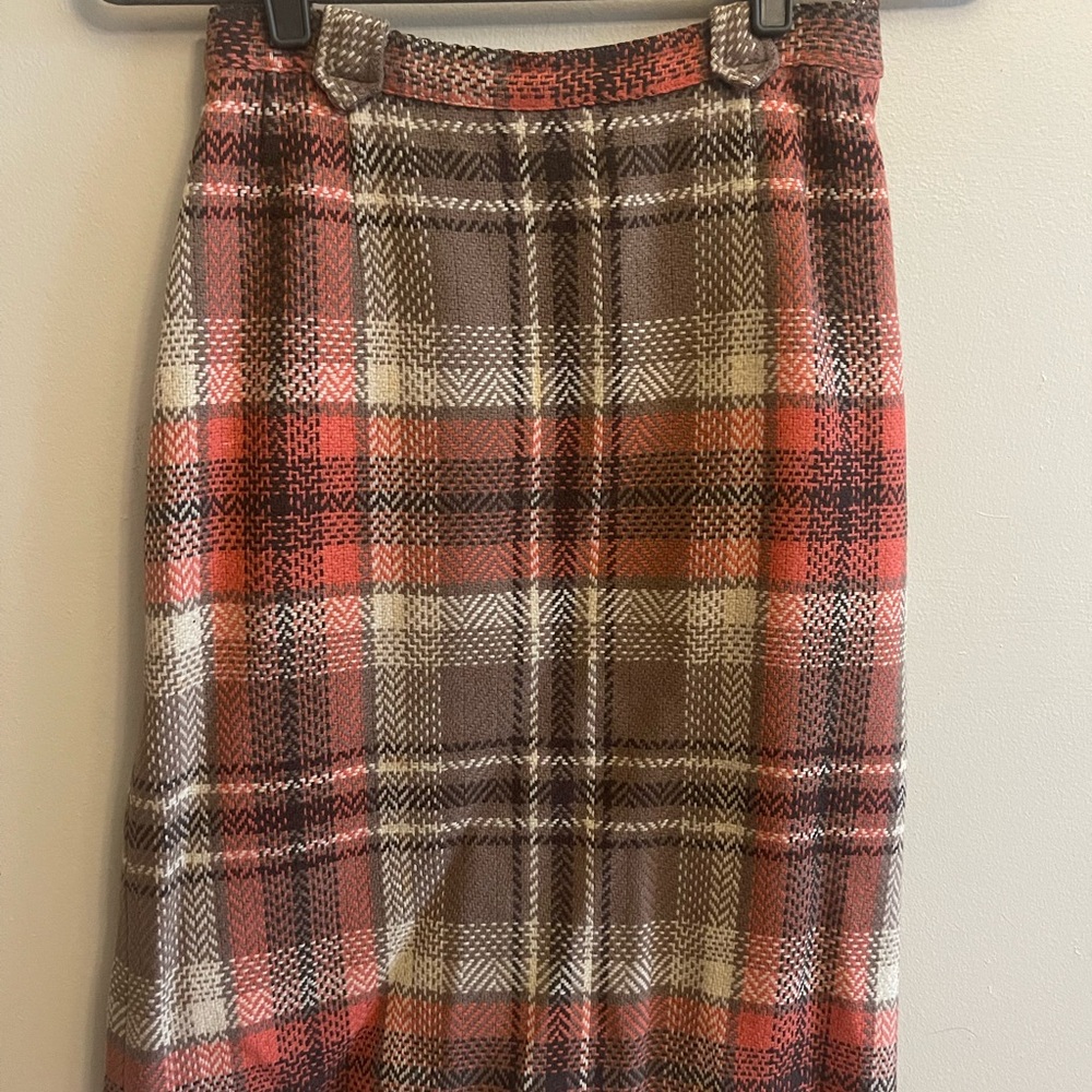 Pendleton Brown and Red Pencil Skirt Knee-Length Casual